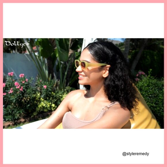 Retro Rectangle Sunglasses with UV400 Protection, Plastic Frame main image 4